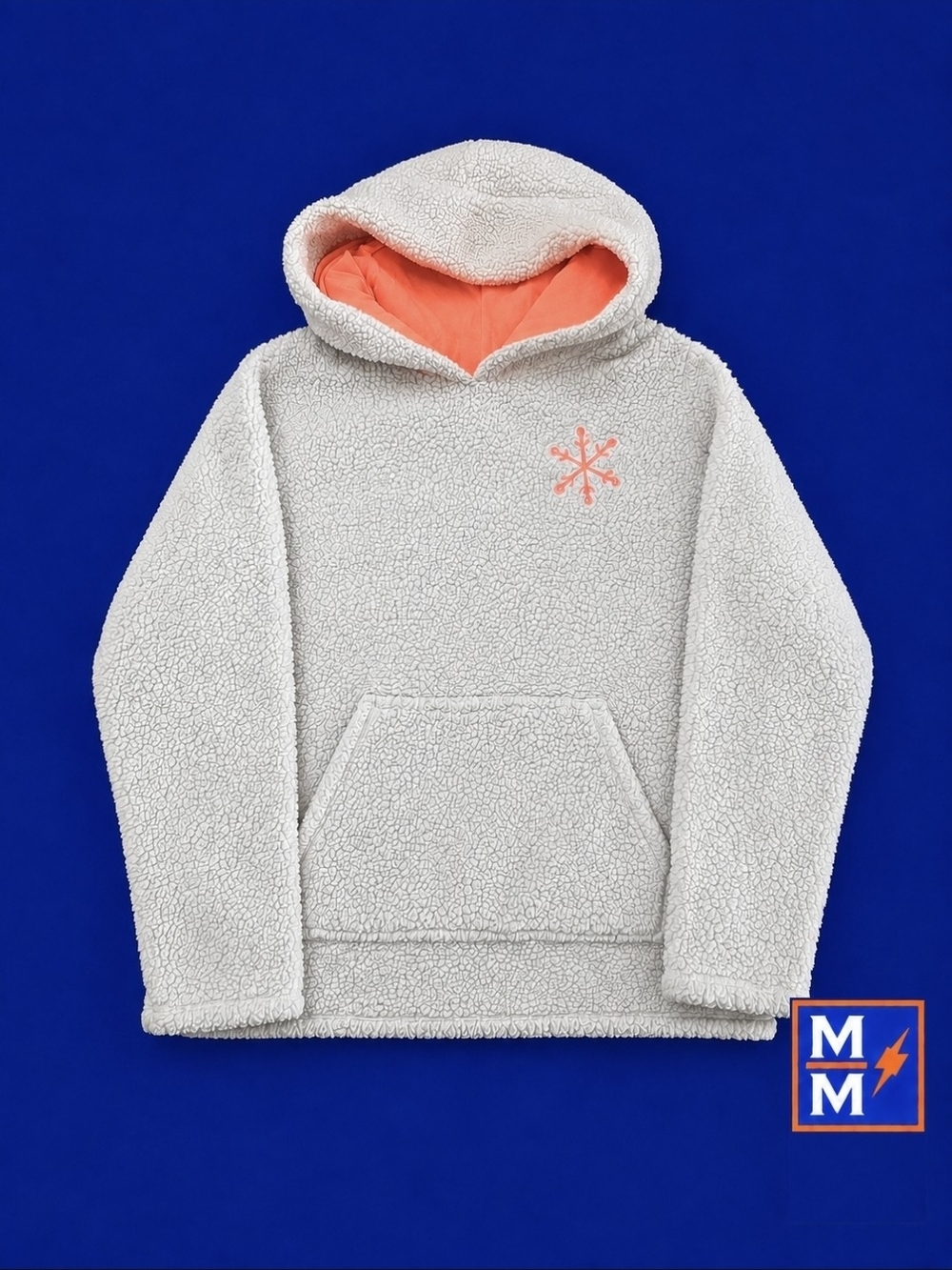 Cat & Jack Girls XXL 18 Sherpa Hoodie Gray Coral Snowflake Cozy Fleece